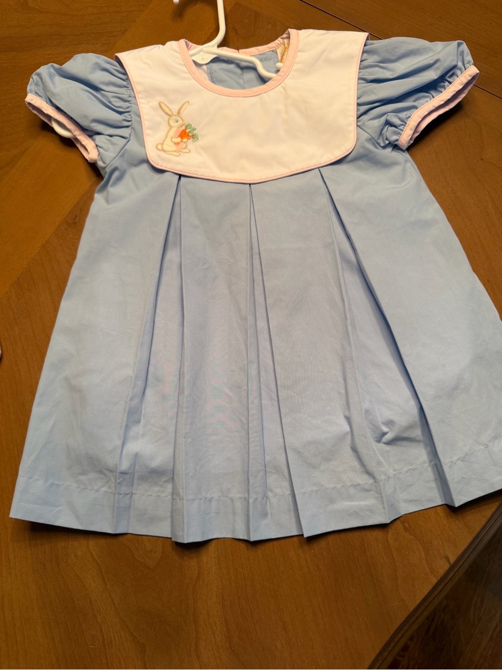 The Beaufort Bonnet Company Light Blue Dress with White and Pink Trim